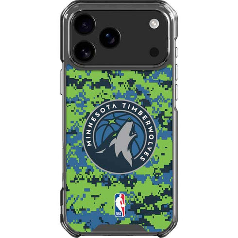 NBA Minnesota Timberwolves Digi Camo iPhone 18 Pro Max Clear Case