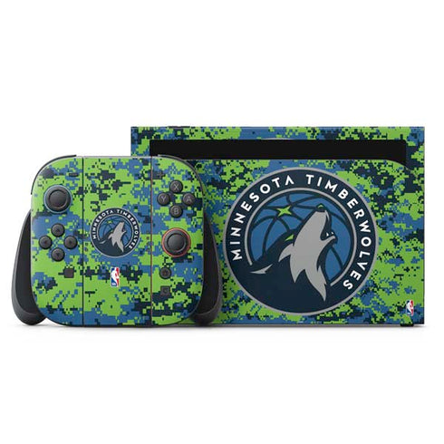 NBA Minnesota Timberwolves Digi Camo Nintendo Switch 2 (2025) with Joy-Con Skin