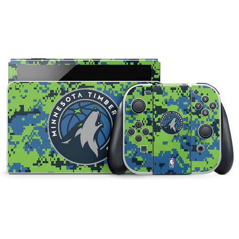 NBA Minnesota Timberwolves Digi Camo Nintendo Switch OLED (2021) Skin