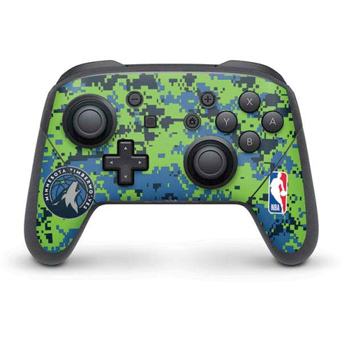 NBA Minnesota Timberwolves Digi Camo Nintendo Switch Pro Controller Skin
