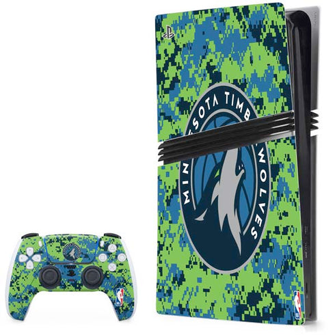NBA Minnesota Timberwolves Digi Camo PS5 Pro Bundle Skin
