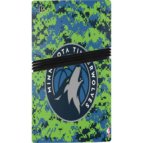 NBA Minnesota Timberwolves Digi Camo PS5 Pro Disk Console Skin