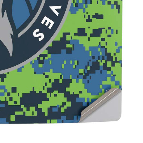 NBA Minnesota Timberwolves Digi Camo PS5 Pro Disk Console Skin