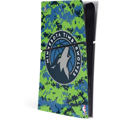 NBA Minnesota Timberwolves Digi Camo PS5 Slim Digital Edition Console Skin