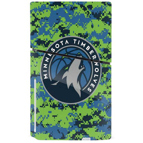 NBA Minnesota Timberwolves Digi Camo PS5 Slim Disk Bundle Skin