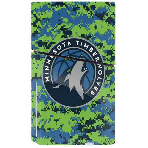 NBA Minnesota Timberwolves Digi Camo PS5 Slim Disk Console Skin