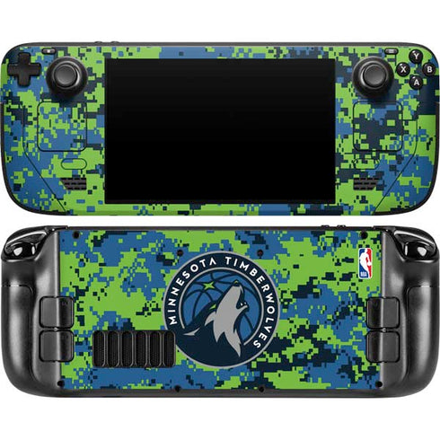 NBA Minnesota Timberwolves Digi Camo Steam Deck Handheld Gaming Computer OLED Skin