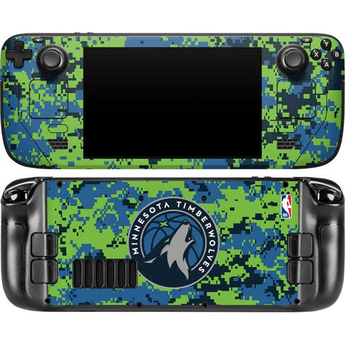 NBA Minnesota Timberwolves Digi Camo Steam Deck Handheld Gaming Computer Skin