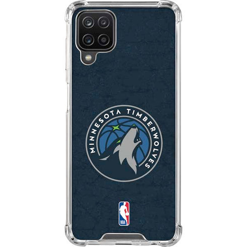 NBA Minnesota Timberwolves Distressed Galaxy A12 Clear Case