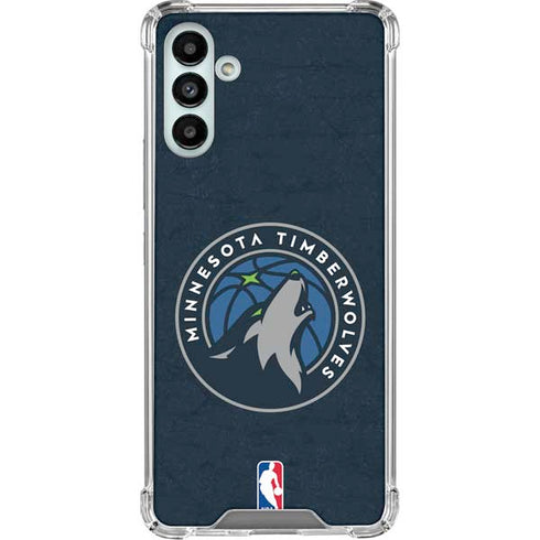 NBA Minnesota Timberwolves Distressed Galaxy A13 5G Clear Case