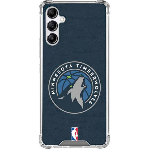 NBA Minnesota Timberwolves Distressed Galaxy A14 5G Clear Case