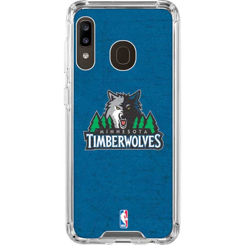NBA Minnesota Timberwolves Distressed Galaxy A30 Clear Case