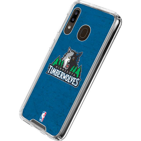 NBA Minnesota Timberwolves Distressed Galaxy A30 Clear Case