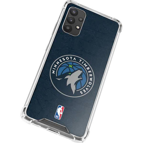 NBA Minnesota Timberwolves Distressed Galaxy A32 5G Clear Case