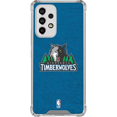 NBA Minnesota Timberwolves Distressed Galaxy A53 5G Clear Case
