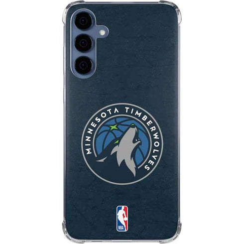 NBA Minnesota Timberwolves Distressed Galaxy A55 5G Clear Case