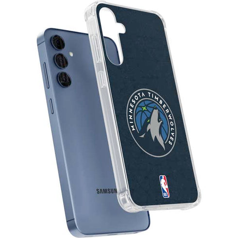 NBA Minnesota Timberwolves Distressed Galaxy A55 5G Clear Case