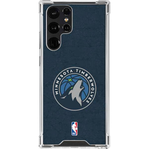 NBA Minnesota Timberwolves Distressed Galaxy S22 Ultra Clear Case