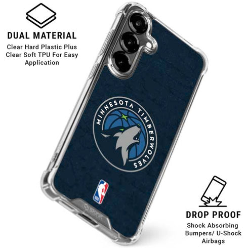 NBA Minnesota Timberwolves Distressed Galaxy S26 Plus Clear Case