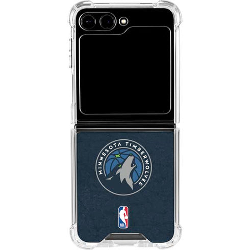 NBA Minnesota Timberwolves Distressed Galaxy Z Flip5 5G Clear Case