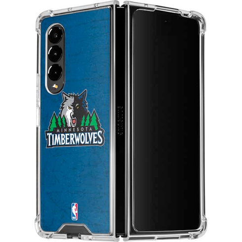 NBA Minnesota Timberwolves Distressed Galaxy Z Fold4 5G Clear Case