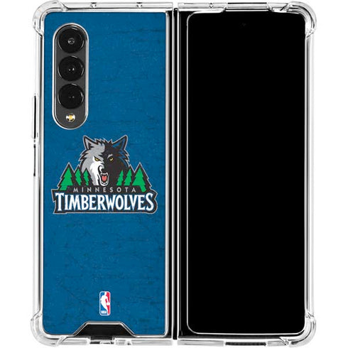 NBA Minnesota Timberwolves Distressed Galaxy Z Fold4 5G Clear Case