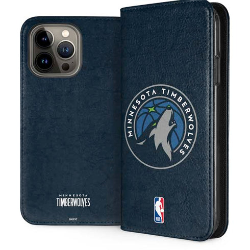 NBA Minnesota Timberwolves Distressed iPhone 13 Pro Max Folio Case