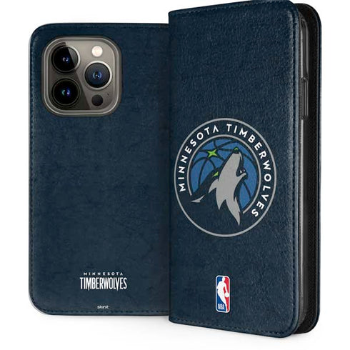 NBA Minnesota Timberwolves Distressed iPhone 14 Pro Folio Case