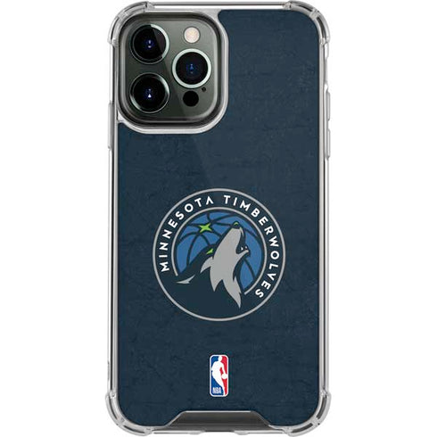 NBA Minnesota Timberwolves Distressed iPhone 14 Pro Max Clear Case
