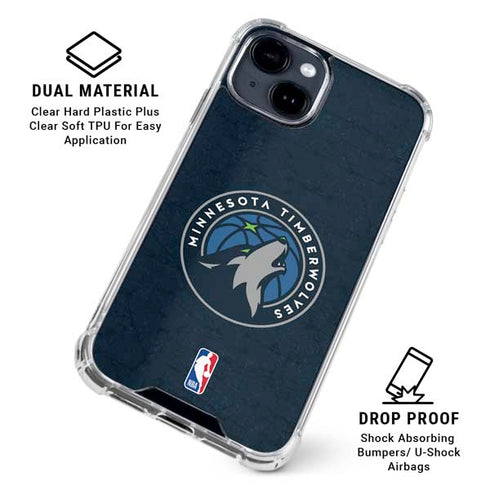 NBA Minnesota Timberwolves Distressed iPhone 15 Clear Case