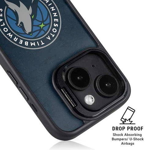 NBA Minnesota Timberwolves Distressed iPhone 15 Kickstand Case