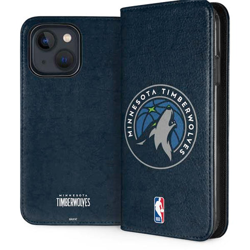 NBA Minnesota Timberwolves Distressed iPhone 15 Plus Folio Case