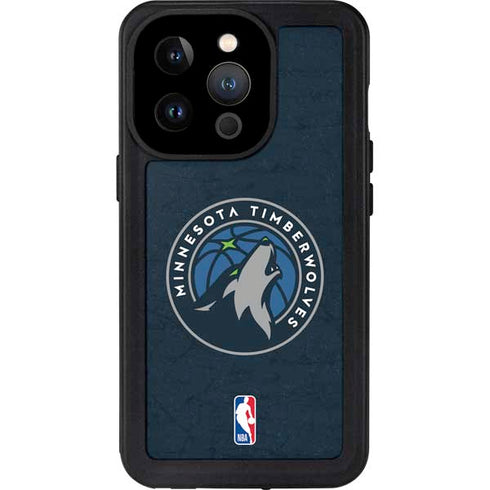 NBA Minnesota Timberwolves Distressed iPhone 15 Pro Waterproof Case