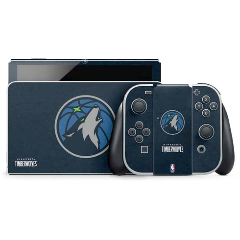 NBA Minnesota Timberwolves Distressed Nintendo Switch OLED (2021) Skin