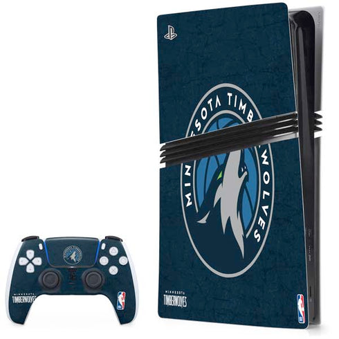 NBA Minnesota Timberwolves Distressed PS5 Pro Bundle Skin