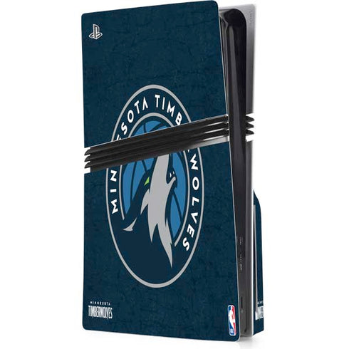 NBA Minnesota Timberwolves Distressed PS5 Pro Disk Console Skin
