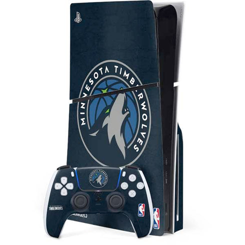 NBA Minnesota Timberwolves Distressed PS5 Slim Disk Bundle Skin