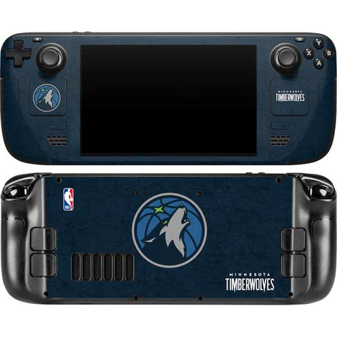 NBA Minnesota Timberwolves Distressed Steam Deck Handheld Gaming Computer OLED Skin