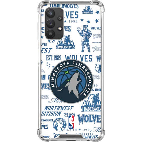 NBA Minnesota Timberwolves Historic Blast Galaxy A32 5G Clear Case