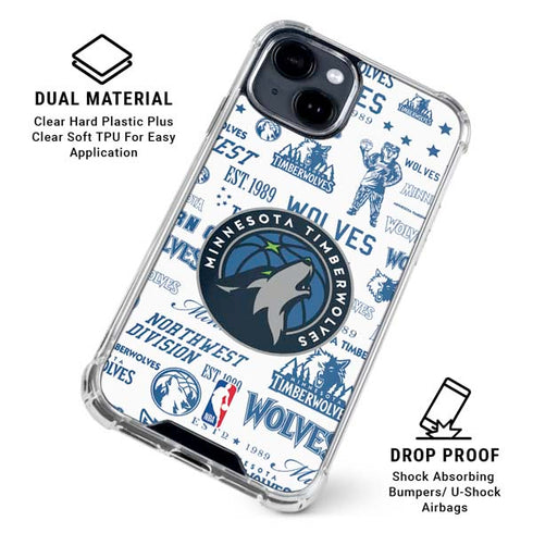 NBA Minnesota Timberwolves Historic Blast iPhone 15 Clear Case