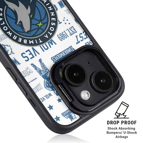 NBA Minnesota Timberwolves Historic Blast iPhone 15 Kickstand Case
