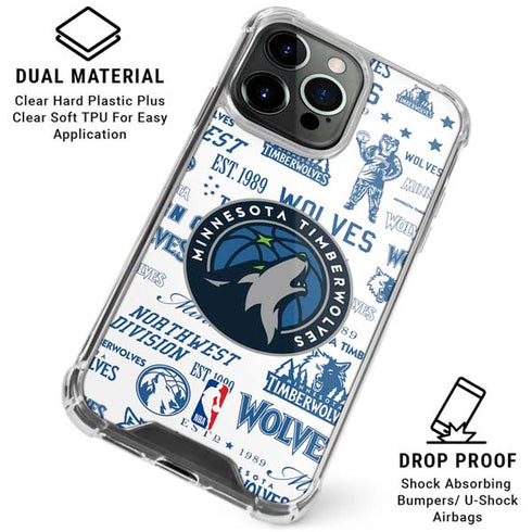 NBA Minnesota Timberwolves Historic Blast iPhone 15 Pro Clear Case