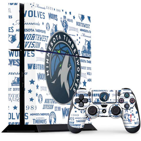 NBA Minnesota Timberwolves Historic Blast PS4 Console and Controller Bundle Skin
