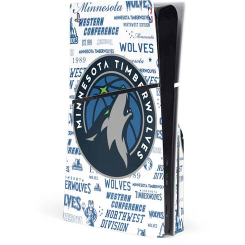 NBA Minnesota Timberwolves Historic Blast PS5 Slim Disk Console Skin