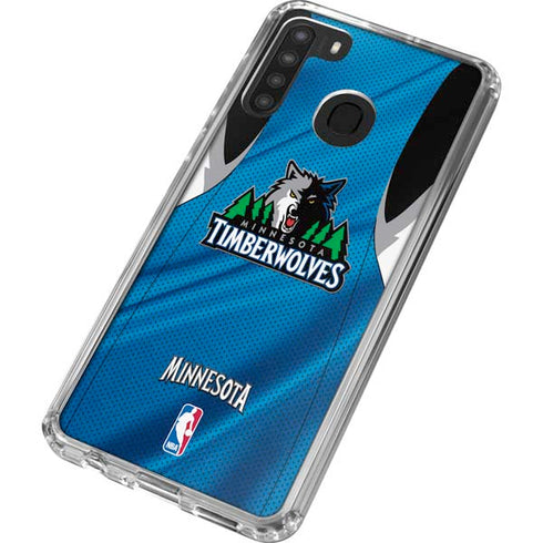 NBA Minnesota Timberwolves Jersey Galaxy A21 Clear Case
