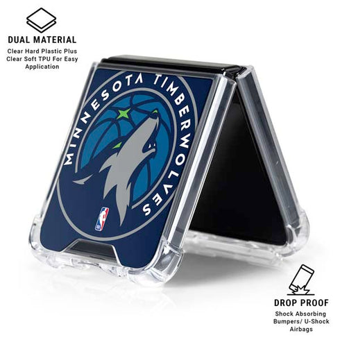 NBA Minnesota Timberwolves Large Logo Galaxy Z Flip7 Clear Case