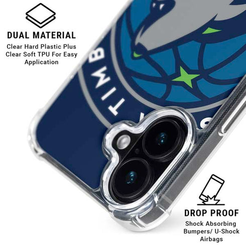 NBA Minnesota Timberwolves Large Logo iPhone 16 Clear Case