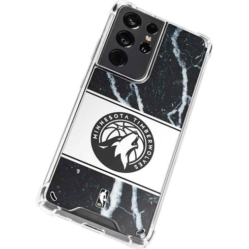 NBA Minnesota Timberwolves Marble Galaxy S21 Ultra 5G Clear Case