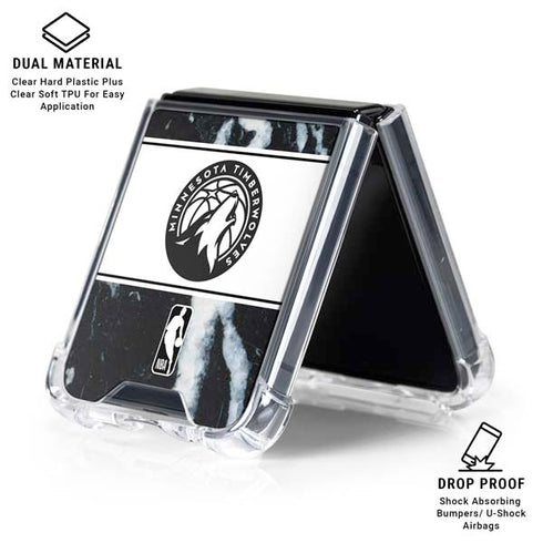 NBA Minnesota Timberwolves Marble Galaxy Z Flip6 Clear Case