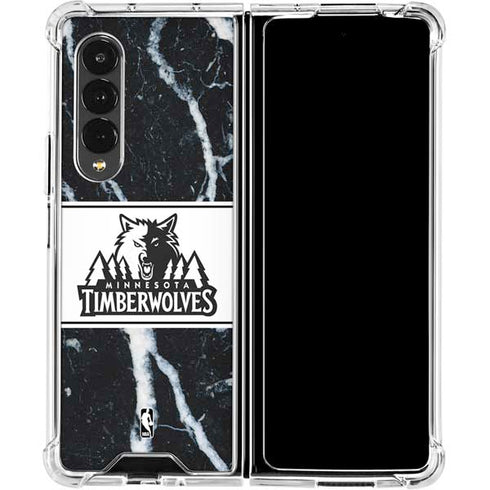 NBA Minnesota Timberwolves Marble Galaxy Z Fold4 5G Clear Case